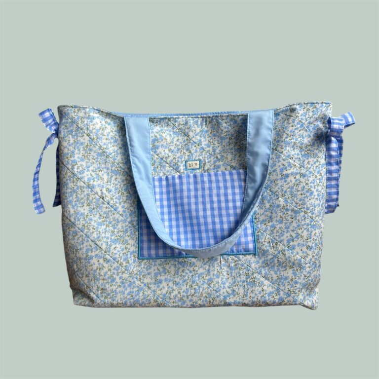 TOTE BAG FLORAL AZUL CIELO